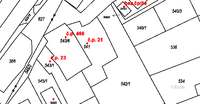 Oblekovice 21, Znojmo na parcele st. 541 v KÚ Oblekovice, Katastrální mapa