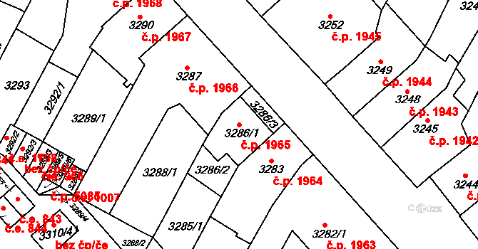 Znojmo 1965 na parcele st. 3286/1 v KÚ Znojmo-město, Katastrální mapa
