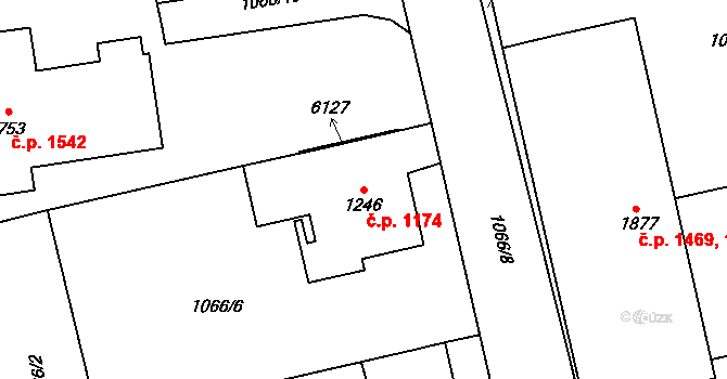 Hranice I-Město 1174, Hranice na parcele st. 1246 v KÚ Hranice, Katastrální mapa