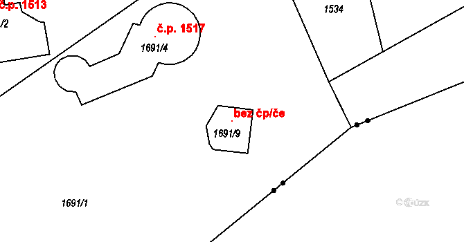 Kladno 121132331 na parcele st. 1691/9 v KÚ Motyčín, Katastrální mapa