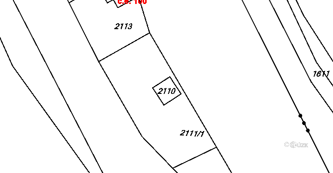 Veverská Bítýška 13 na parcele st. 2110 v KÚ Veverská Bítýška, Katastrální mapa