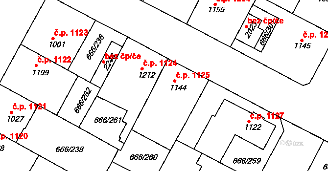 Veselí nad Moravou 1125 na parcele st. 1144 v KÚ Veselí-Předměstí, Katastrální mapa