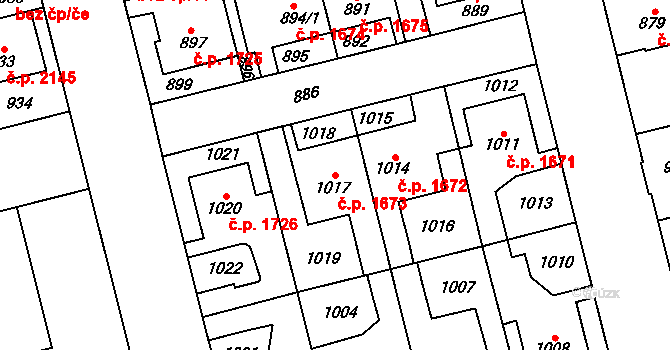 Kladno 1673 na parcele st. 1017 v KÚ Kladno, Katastrální mapa