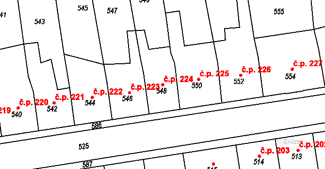 Pod Cvilínem 224, Krnov na parcele st. 548 v KÚ Opavské Předměstí, Katastrální mapa