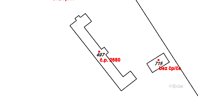 Šumperk 2680 na parcele st. 497 v KÚ Dolní Temenice, Katastrální mapa