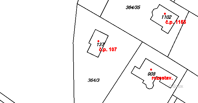 Ládví 107, Kamenice na parcele st. 137 v KÚ Ládví, Katastrální mapa