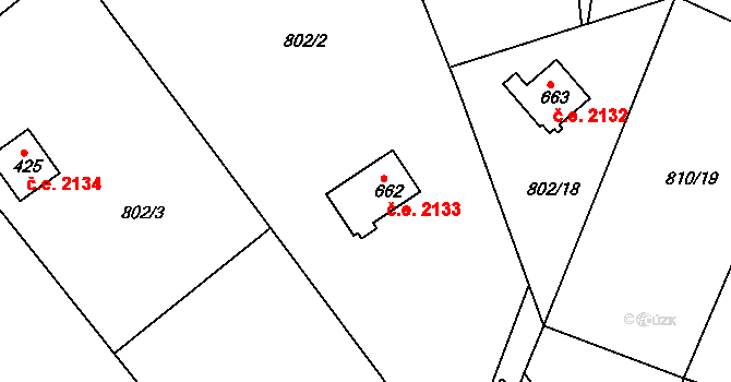 Skuheř 2133, Kamenice na parcele st. 662 v KÚ Těptín, Katastrální mapa