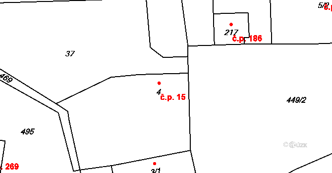Žilina 15 na parcele st. 4 v KÚ Žilina, Katastrální mapa