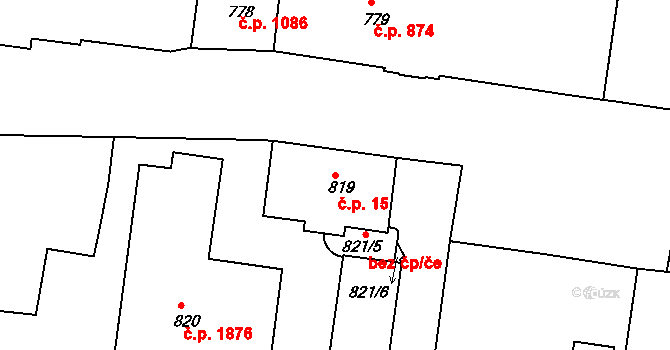 Děčín IV-Podmokly 15, Děčín na parcele st. 819 v KÚ Podmokly, Katastrální mapa