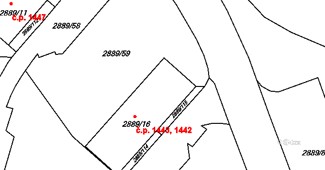 Děčín VI-Letná 1442,1443, Děčín na parcele st. 2889/16 v KÚ Podmokly, Katastrální mapa