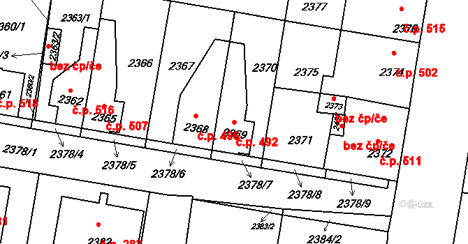Mimoň I 492, Mimoň na parcele st. 2369 v KÚ Mimoň, Katastrální mapa