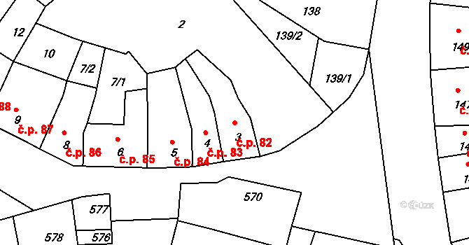 Mimoň III 82, Mimoň na parcele st. 3 v KÚ Mimoň, Katastrální mapa