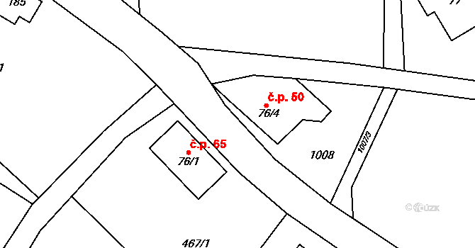 Bítouchov 50, Semily na parcele st. 76/4 v KÚ Bítouchov u Semil, Katastrální mapa
