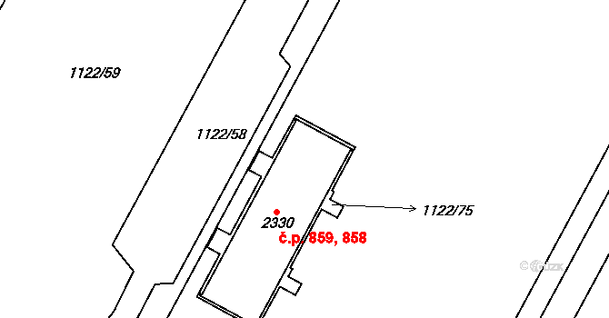 Valdické Předměstí 858,859, Jičín na parcele st. 2330 v KÚ Jičín, Katastrální mapa