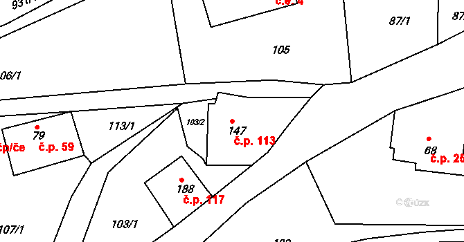 Česká Rybná 113 na parcele st. 147 v KÚ Česká Rybná u Žamberka, Katastrální mapa