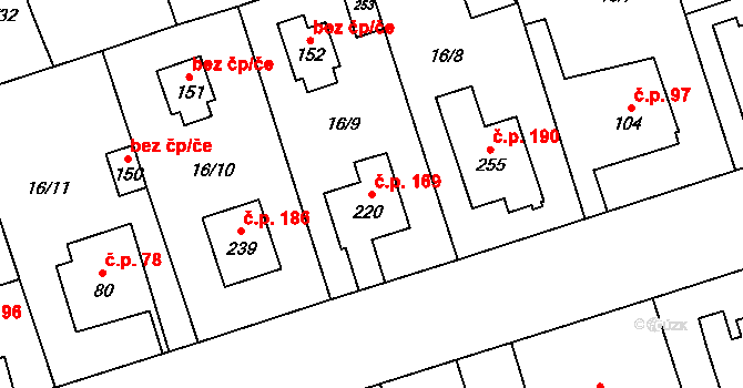 Polabec 169, Poděbrady na parcele st. 220 v KÚ Polabec, Katastrální mapa