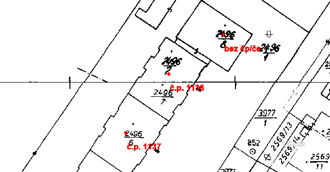 Poděbrady III 1136, Poděbrady na parcele st. 2496/7 v KÚ Poděbrady, Katastrální mapa
