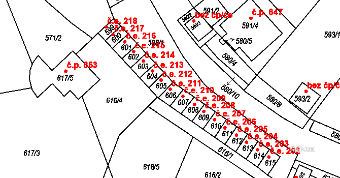 Klášterec nad Ohří 211 na parcele st. 606 v KÚ Klášterec nad Ohří, Katastrální mapa