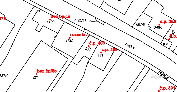 Náměšť nad Oslavou 409 na parcele st. 430 v KÚ Náměšť nad Oslavou, Katastrální mapa