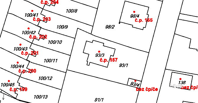 Klokoty 157, Tábor na parcele st. 93/3 v KÚ Klokoty, Katastrální mapa