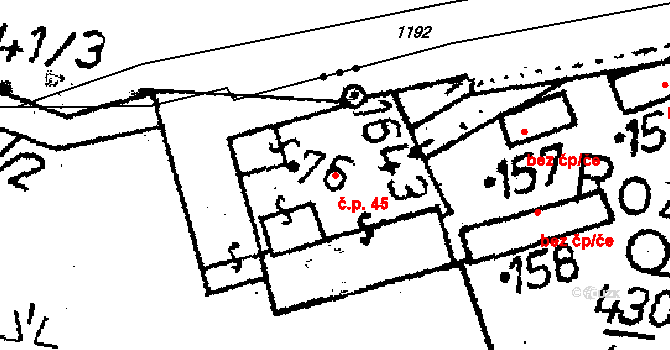 Velká Chyška 45 na parcele st. 76 v KÚ Velká Chyška, Katastrální mapa
