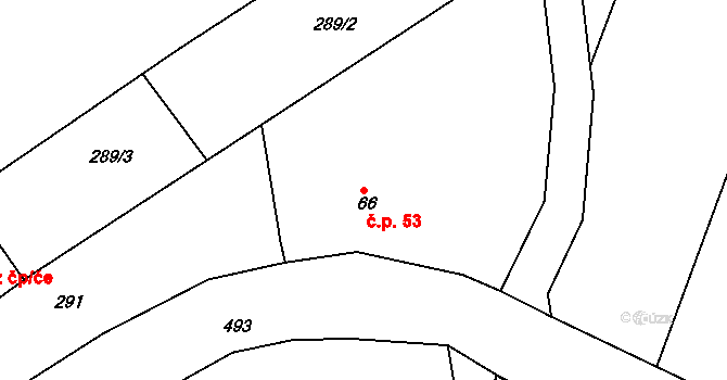 Drválovice 53, Vanovice na parcele st. 66 v KÚ Drválovice, Katastrální mapa