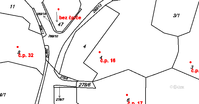Sobětice 16, Klatovy na parcele st. 4 v KÚ Sobětice u Klatov, Katastrální mapa
