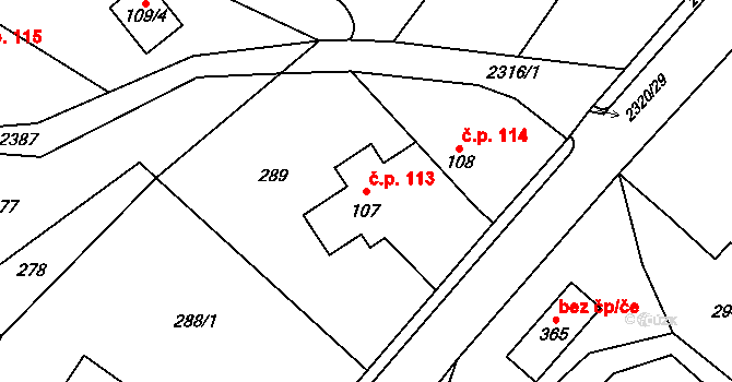 Lukavice 113 na parcele st. 107 v KÚ Lukavice u Rychnova nad Kněžnou, Katastrální mapa