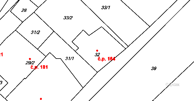 Klikov 164, Suchdol nad Lužnicí na parcele st. 32 v KÚ Klikov, Katastrální mapa
