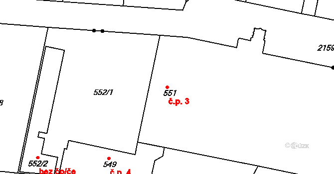 Řepy 3, Praha na parcele st. 551 v KÚ Řepy, Katastrální mapa
