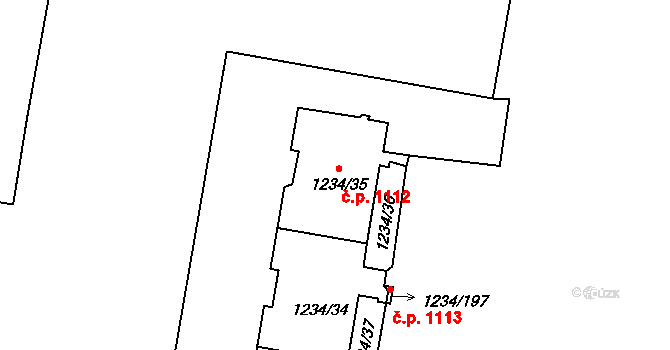 Řepy 1112, Praha na parcele st. 1234/35 v KÚ Řepy, Katastrální mapa
