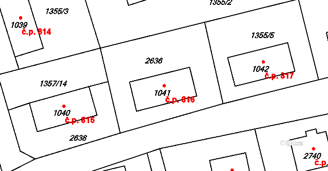 Vrchlabí 816 na parcele st. 1041 v KÚ Vrchlabí, Katastrální mapa
