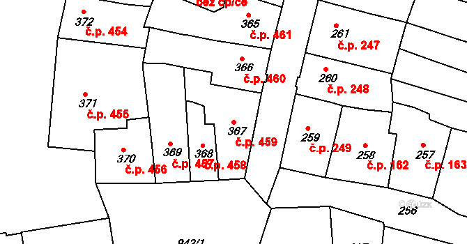 Česká Lípa 459 na parcele st. 367 v KÚ Česká Lípa, Katastrální mapa