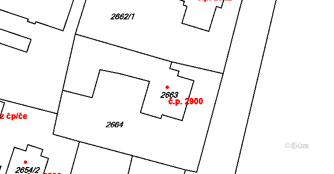 Česká Lípa 2900 na parcele st. 2663 v KÚ Česká Lípa, Katastrální mapa