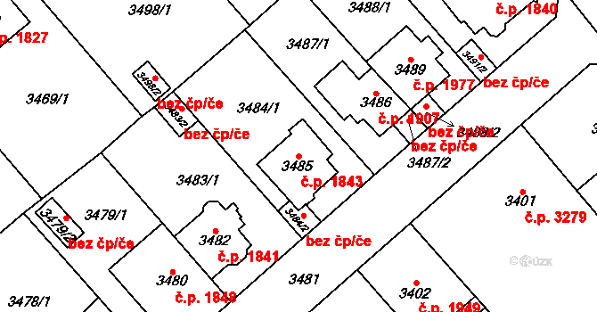 Chomutov 1843 na parcele st. 3485 v KÚ Chomutov I, Katastrální mapa