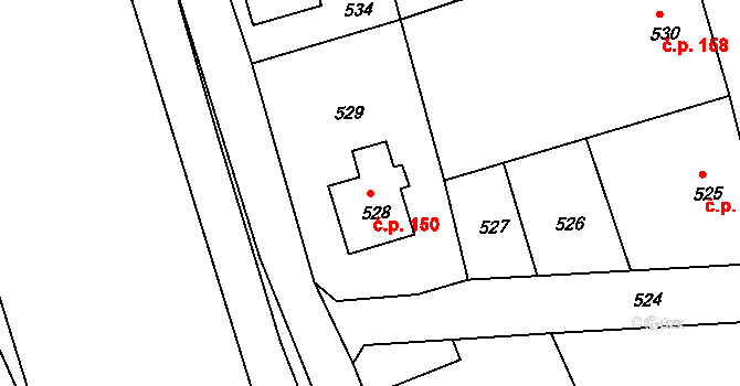 Liberec XI-Růžodol I 150, Liberec na parcele st. 528 v KÚ Růžodol I, Katastrální mapa