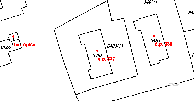 Liberec V-Kristiánov 337, Liberec na parcele st. 3492 v KÚ Liberec, Katastrální mapa