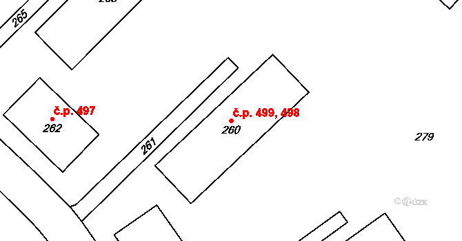 Zbýšov 498,499 na parcele st. 260 v KÚ Zbýšov u Oslavan, Katastrální mapa