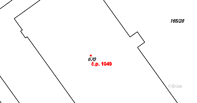 Rudná 1049 na parcele st. 670 v KÚ Hořelice, Katastrální mapa