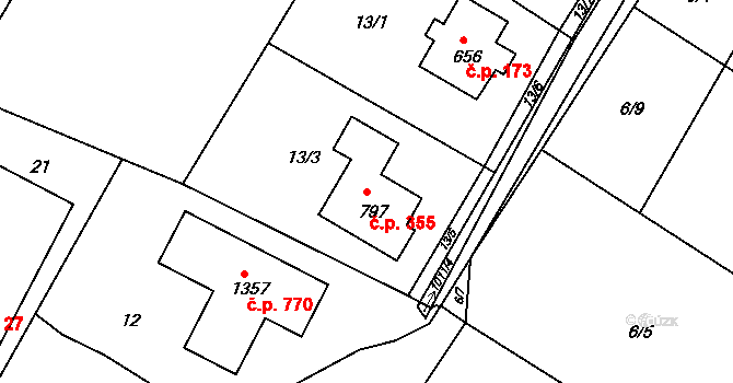 Nučice 355 na parcele st. 797 v KÚ Nučice u Rudné, Katastrální mapa