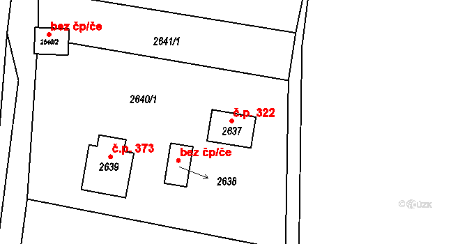 Jablunkov 322 na parcele st. 2637 v KÚ Jablunkov, Katastrální mapa