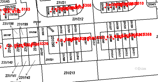 Helenín 5352, Jihlava na parcele st. 231/292 v KÚ Helenín, Katastrální mapa