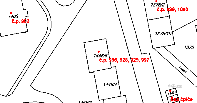 Jemnice 928,929,996,997 na parcele st. 1446/5 v KÚ Jemnice, Katastrální mapa
