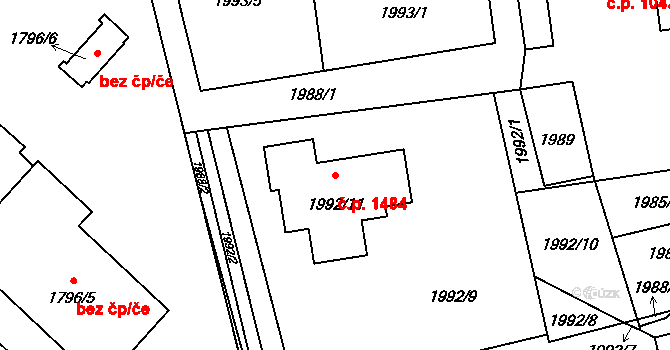 Prostřední Suchá 1484, Havířov na parcele st. 1992/11 v KÚ Prostřední Suchá, Katastrální mapa