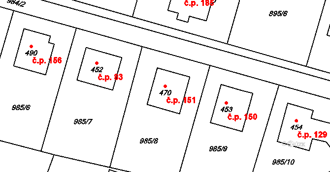 Pecerady 151, Týnec nad Sázavou na parcele st. 470 v KÚ Pecerady, Katastrální mapa