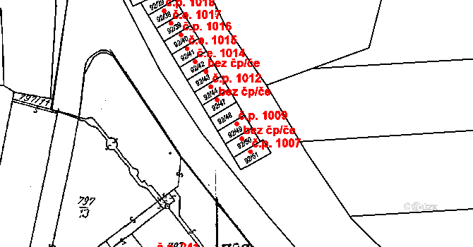 Dobšice 1009 na parcele st. 92/49 v KÚ Dobšice u Znojma, Katastrální mapa