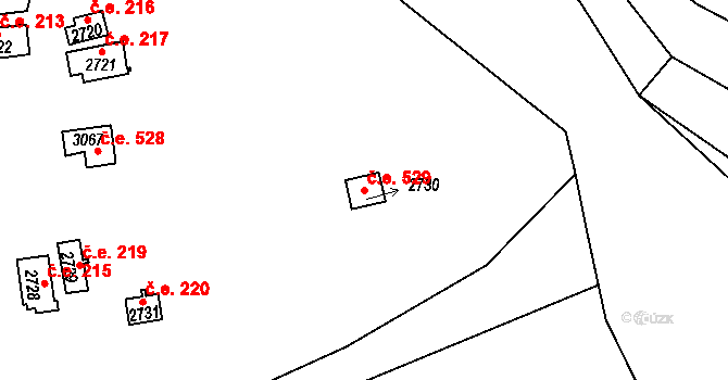 Úšovice 529, Mariánské Lázně na parcele st. 2730 v KÚ Úšovice, Katastrální mapa