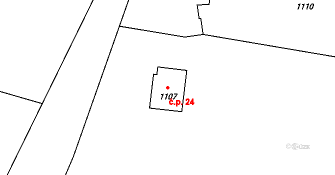 Tloskov 24, Neveklov na parcele st. 1107 v KÚ Neveklov, Katastrální mapa