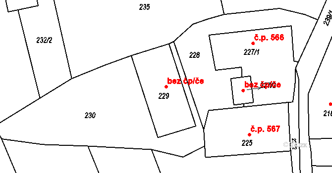 Vítkov 38096331 na parcele st. 229 v KÚ Vítkov, Katastrální mapa