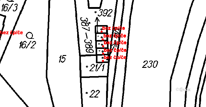 Oloví 38559331 na parcele st. 389 v KÚ Oloví, Katastrální mapa